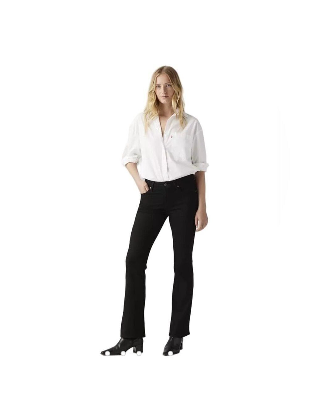 Levis 725 High Rise Bootcut Jeans Black Womens 28x32 Stretch Denim